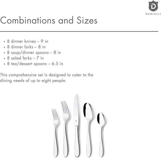 Modern Silverware Set, 18/10 Stainless Steel Flatware, Mirror Finish, Dishwasher Safe, Elegant Cutlery for Home and Dining, Built to Last (40-Piece, Razzoli)