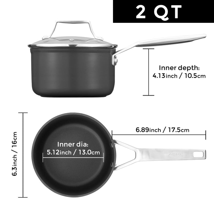 2 QT Nonstick Saucepan with Lid