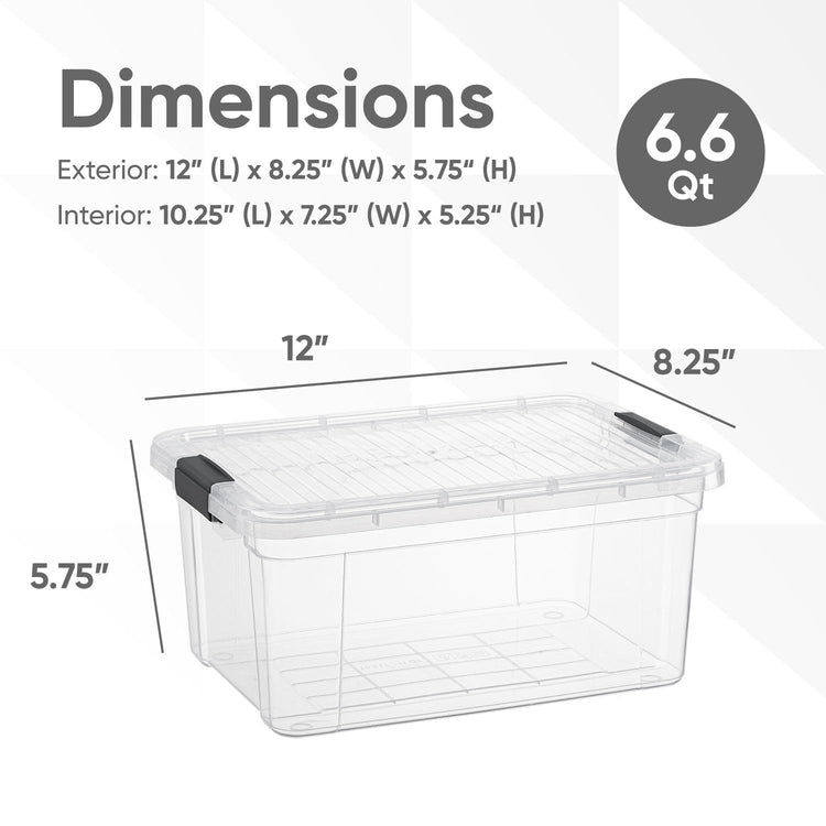 6.6 Quart Clear Plastic Storage Boxes with Lids (2 Count)