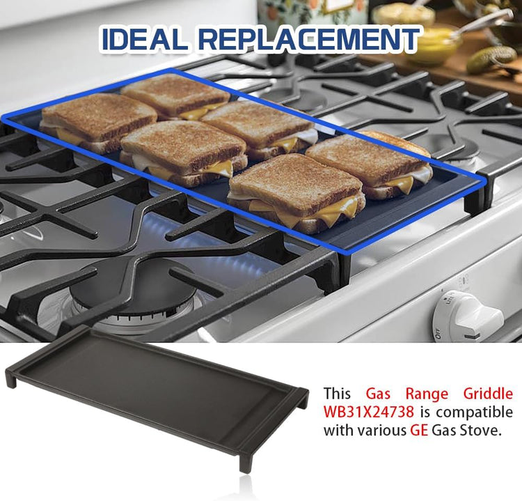 [Upgraded] WB31X24738 Gas Range Griddle, Griddle Plate Replacement Part fit for GE Stove, Cast Iron Center Griddle, Replaces WB31X24998 - Nestoria