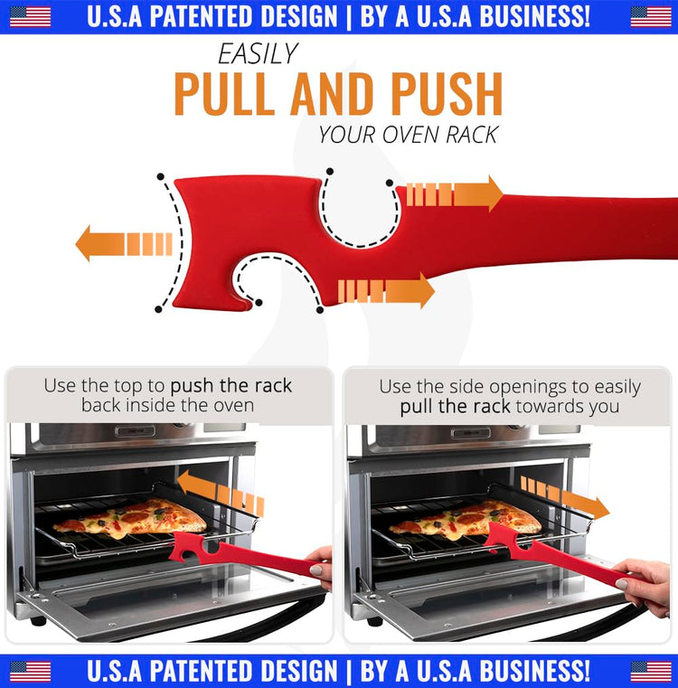 Silicone Oven Rack Push Pull Tool with Longer Handle