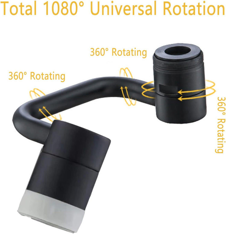1080° Rotating Faucet Extender Aerator,Solid Brass Universal Splash Filter Faucet, Big Angle Swivel Faucet Aerator Sink Attachment,Dual-function 2-Flow Sprayer,Matte Black…