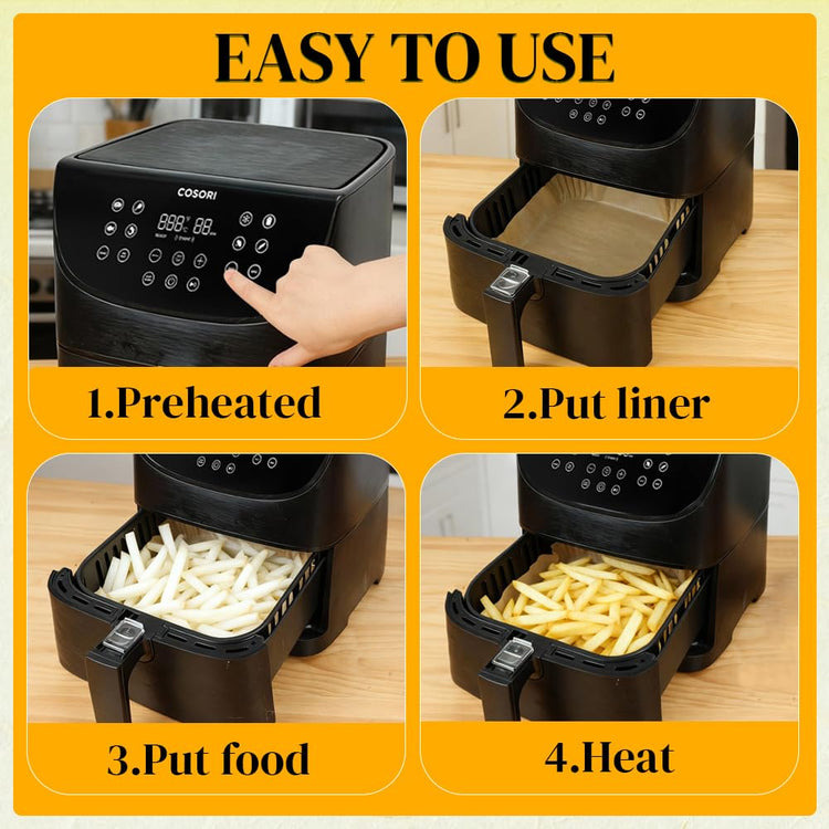 Disposable Square Air Fryer Liners for 5 to 8Qt Airfryer (100 Count)