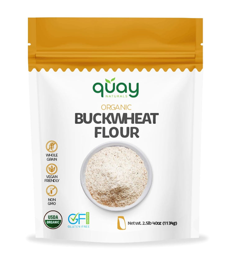 Quay Naturals Organic Buckwheat Flour, 2.5lbs | Gluten-Free, Non-GMO, Vegan | USA Grown, Stone-Ground | Rich Nutty Flavor | Buckwheat Groats - Nestoria