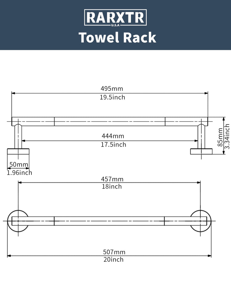 Towe Bar for Bathroom Kitchen Hand Towel Holder Dish Cloths Hanger SUS304 Stainless Steel RUSTPROOF Wall Mount