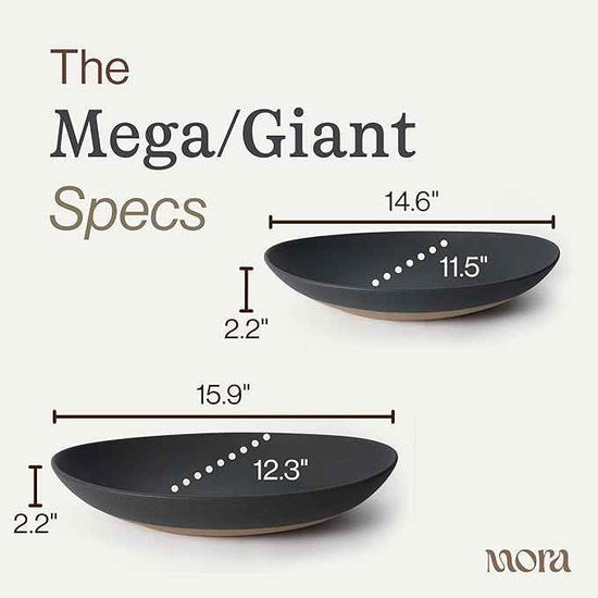 MORA Mega and Giant Serving Dishes Set of 2, 16 inch and 14 inch Ceramic Pottery Oval Platters - Microwave, Oven and Dishwasher Safe - Liquorice