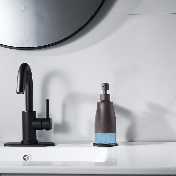 Matte Brown Soap Dispenser with Coaster & Stickers