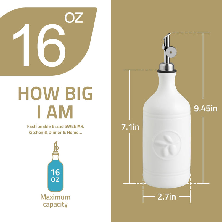 Sweejar 16 Oz Ceramic Olive Oil Dispenser Bottle
