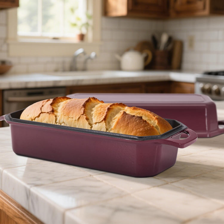 Bread Pan Cast Iron Loaf Pan with Lid Bread Loaf Pan 13x5 Inch Enameled Cast Iron Sourdough Bread Pan