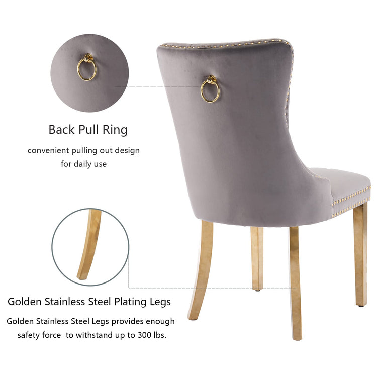 Grey Velvet Dining Chairs Set of 4 (4 Count)