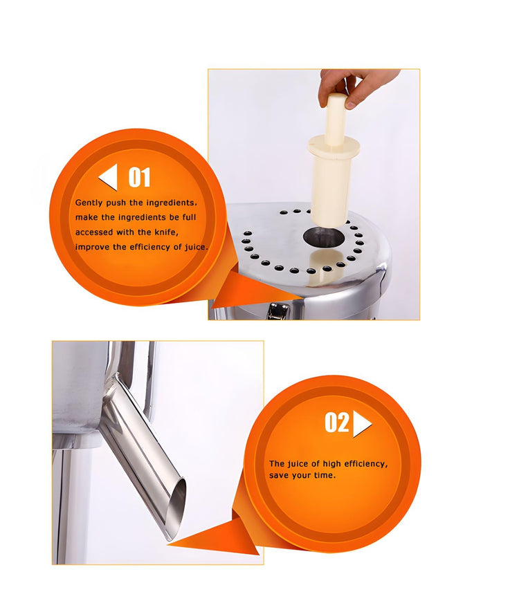 110V 750W Electric Stainless Steel Vegetable & Fruit Juice Maker Squeezer Centrifugal Juicer Machine Commercial Juice Press Machine 5