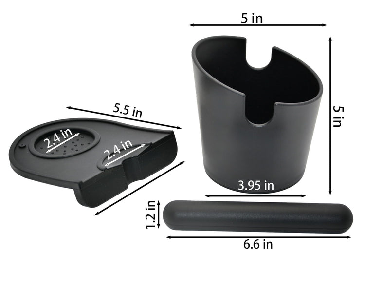 5inch Knock Box Espresso Knock Box Silicone coffee Tamper Mat Espresso Machine Accessories Set of 2 with Removable Knock Bar and Anti