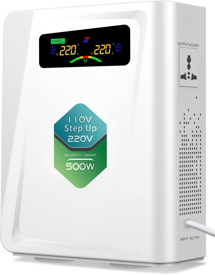 Voltage Converter 110 to 220 Step Up Transformer 500W, No Noise, Ten Protection Functions, CE & CQC Certified ，Using 220V Asia Euro Appliance in US