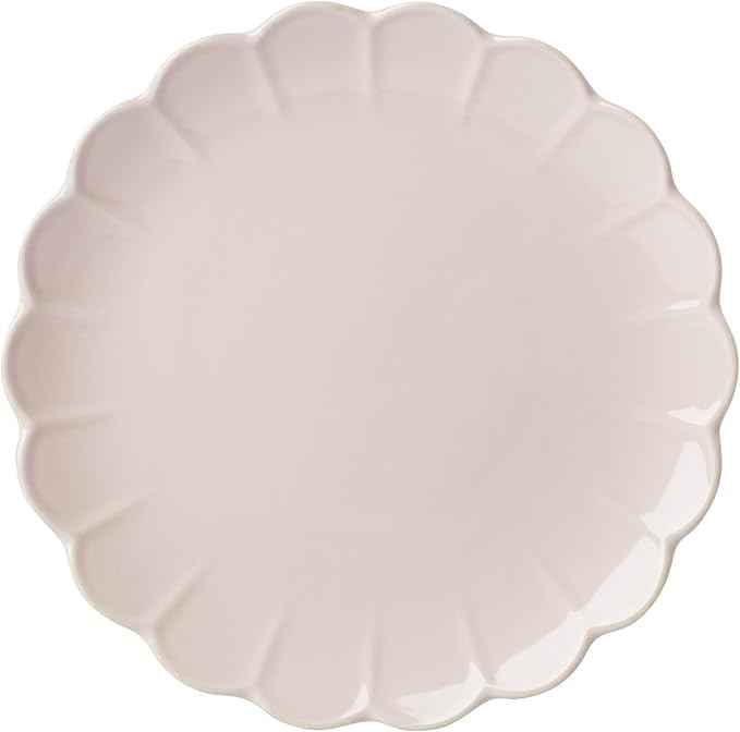Lenox Dinnerware Set, French Perle Scallop Blush 12-Piece Set, Service For 4, Stoneware, Dishwasher Safe, Microwave Safe, Plates and Bowls sets, Dish Set, Plate Set, Home And Kitchen (Pink, 12 Piece)