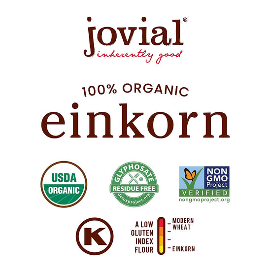 Jovial Organic Einkorn Unbleached All Purpose Flour - Bread Baking Flour for Sourdough, High Protein, Non-GMO, Organic Pizza & Pasta, European Italian, Glyphosate Free - 32 Oz, 2 Pack - Nestoria