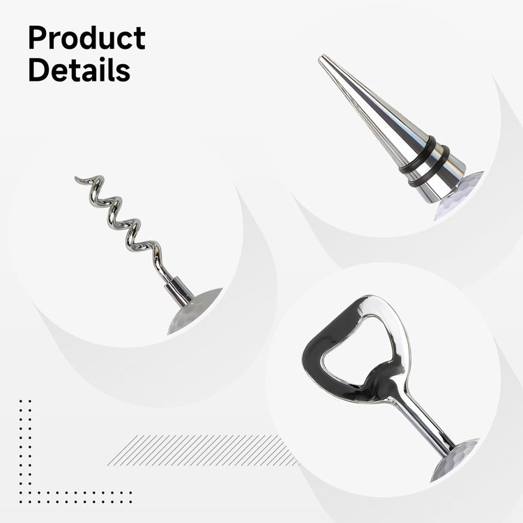 Golf Ball Wine Bottle Opener and Stopper Set (3 PCS), Zinc Alloy Wine Accessories with Stylish Golf Ball Design (1 Wine Bottle Opener and 2 Stoppers), Gift for Golf Enthusiasts