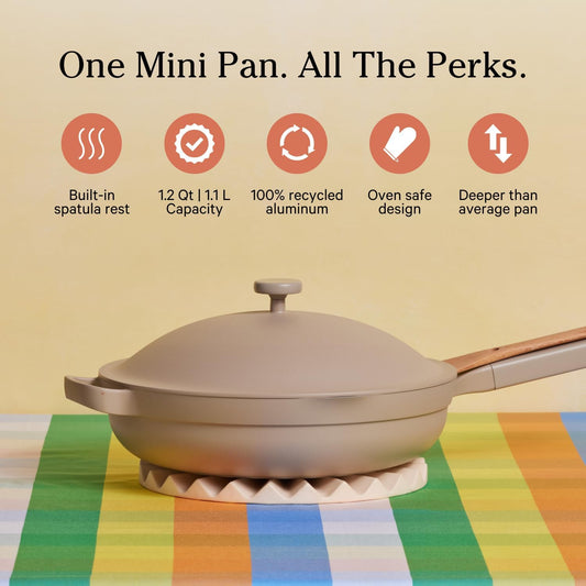 Our Place Mini Always Pan 2.0-8.5” (1.2 Qt) Nonstick, Toxin-Free Ceramic Cookware | Patented 10-in-1 Aluminum Frying & Sauté Pan | Safe for Oven, Induction & All Cooktops up to 450°F | Steam - Nestoria