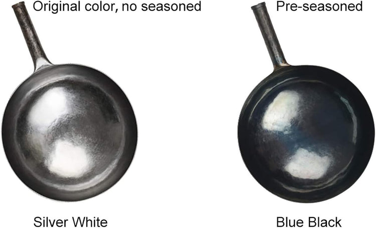 臻三环 ZhenSanHuan Chinese Hand Hammered Iron Woks and Stir Fry Pans, Non-stick, No Coating, Carbon Steel Pow (30CM, Blue Black - Seasoned)