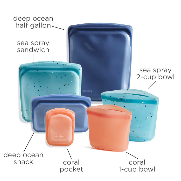 Silicone Reusable Food Storage Bags (6 Count)