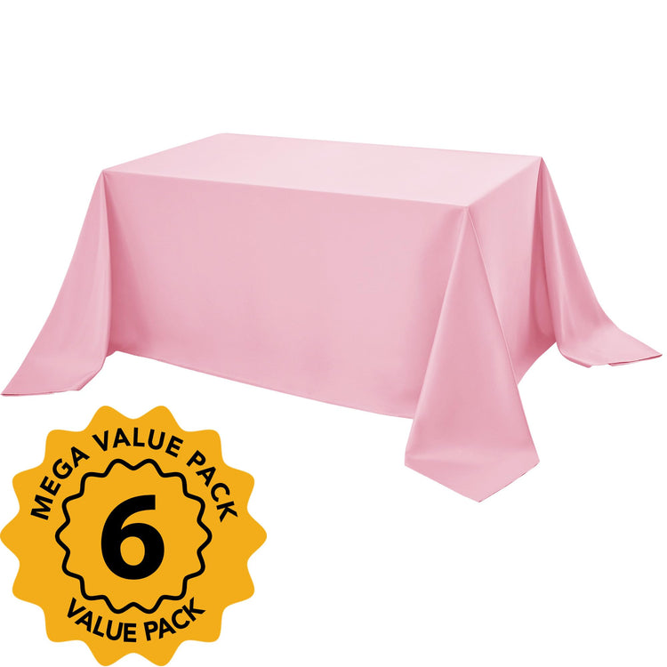 6 Pack Pink Tablecloths for Rectangle Tables