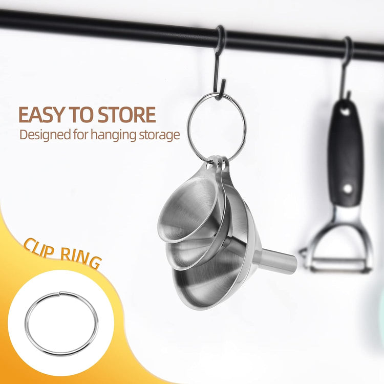 Funnels for Kitchen Use Filling Bottles, Kitchen Funnel Set of 3, Small Funnels for Filling Small Bottles Transferring Essential Oil, Liquid, Spice, Dry Ingredients & Powder, Dishwasher Safe