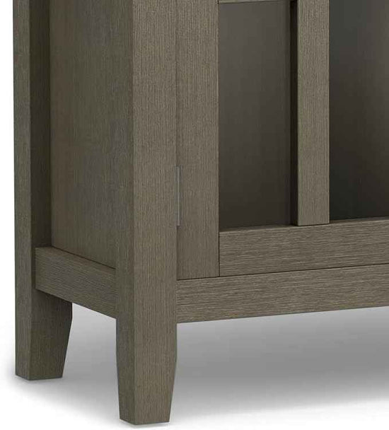 SIMPLIHOME Artisan SOLID WOOD 30 Inch Wide Contemporary Low Storage Cabinet in Farmhouse Grey, For the Living Room, Entryway and Family Room