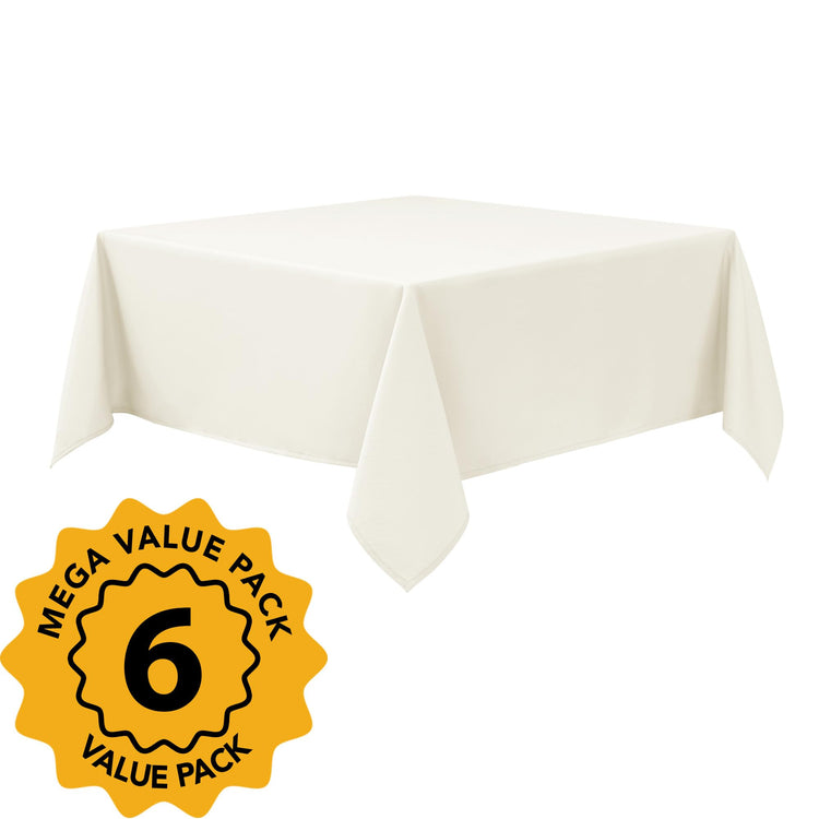 6 Pack Ivory Tablecloths for Square Tables (6 Count)