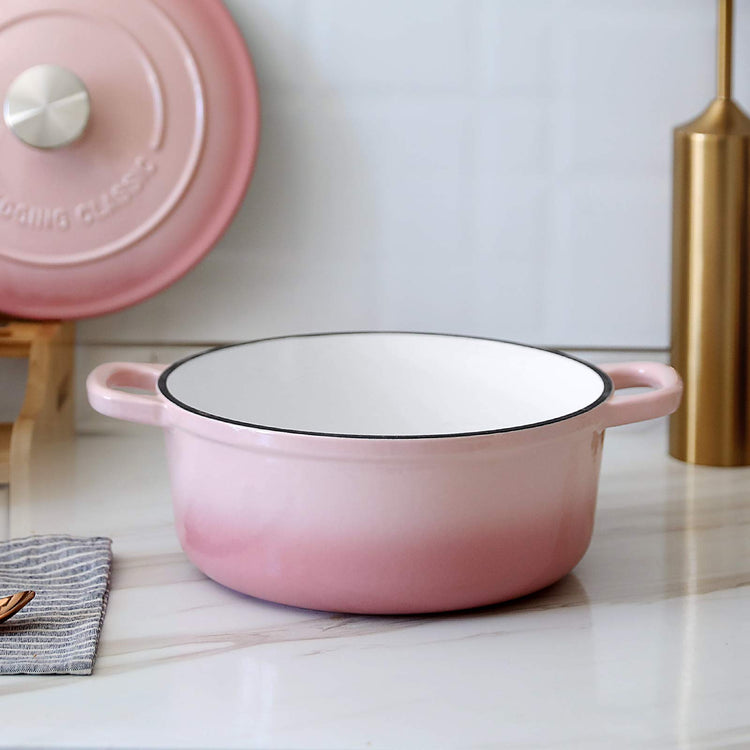 Enameled Cast Iron Covered Dutch Oven with Lid Round Pot for Bread Baking