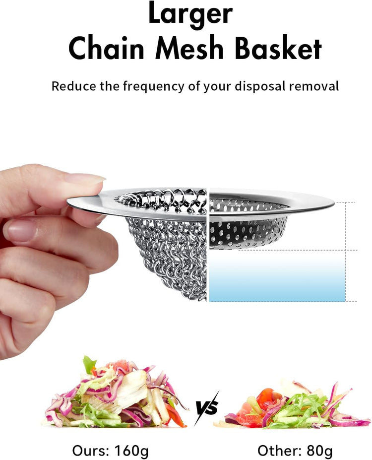 4 PCS Kitchen Sink Drain Strainer, Flippable Mesh Sink Strainer, 304 Stainless Steel Sink Screen, Easy Clean Large Basket Strainer, Anti-Clog Garbage Disposal Cover Fit for Standard Sink Drain