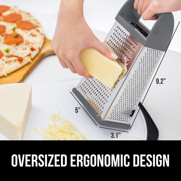 XL 4 Sided Stainless Steel Cheese Grater With Measurement Container
