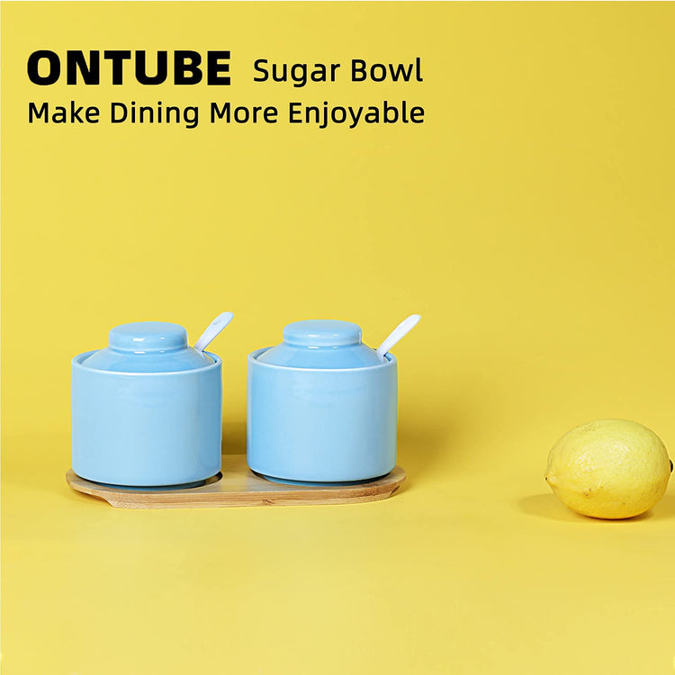 Ceramic Sugar Bowl with Tray and Spoon Set of 2 (2 Count)