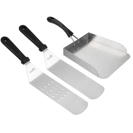 3 Piece Griddle Tool Set with Food Mover & 2 Grill Spatulas (3 Count)