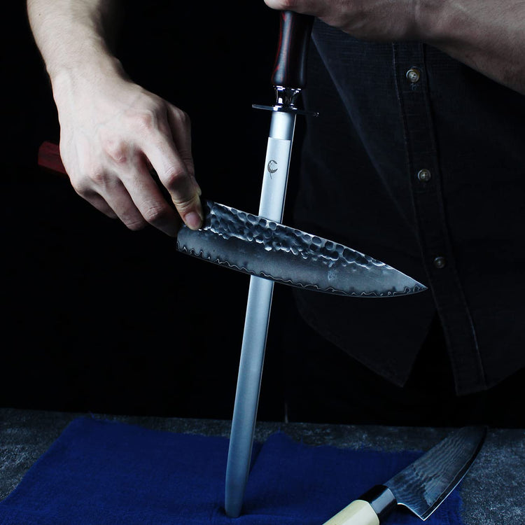 Honing Steel Knife Sharpener Steel Flat 12 IN Rod for Kitchen Knife