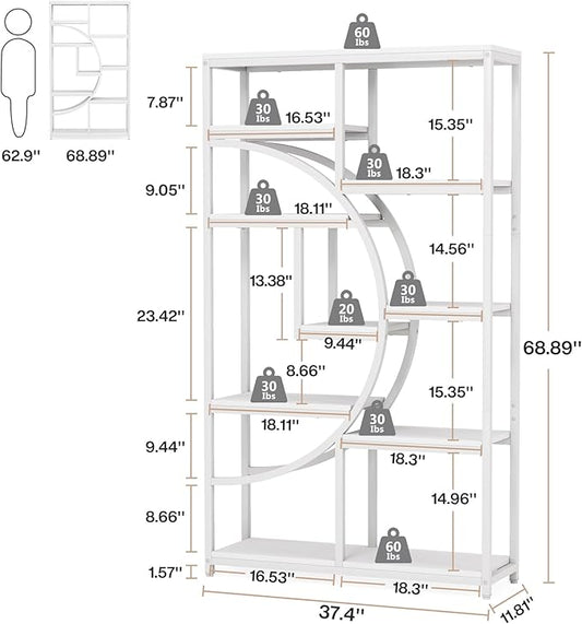 Tribesigns Bookshelf Industrial 5 Tier Etagere Bookcase, Freestanding Tall Bookshelves Display Shelf Storage Organizer with 9-Open Storage Shelf for Living Room, Bedroom