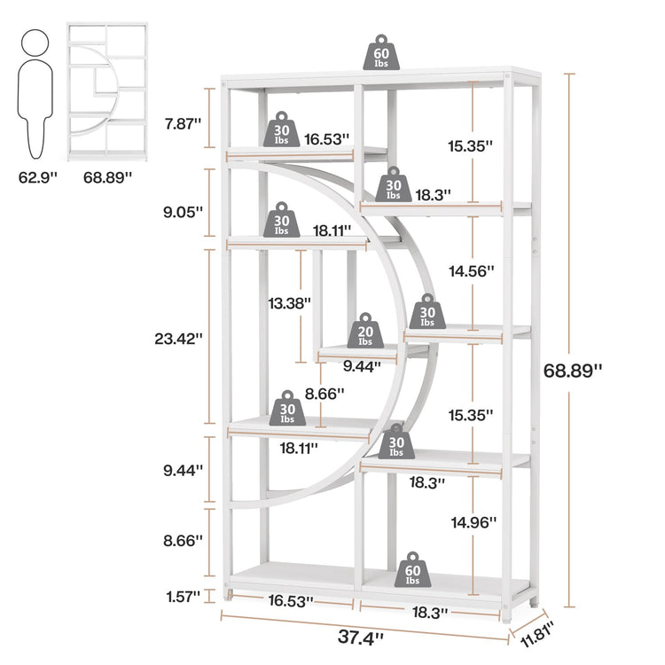 Bookshelf Industrial Etagere Bookcase (2 Count)