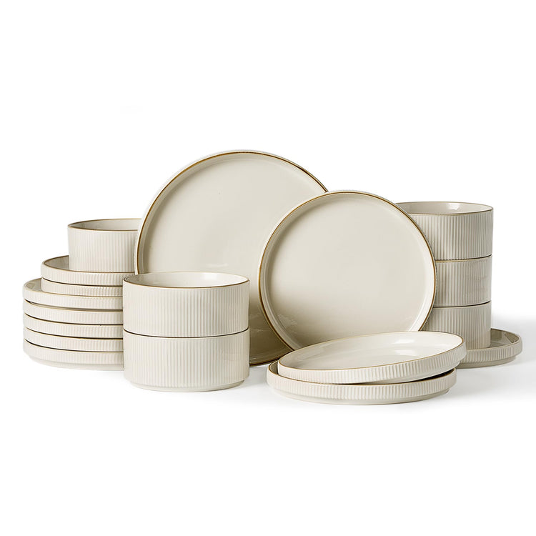 Star Plates & Bowls Sets with Rim (18 Count)