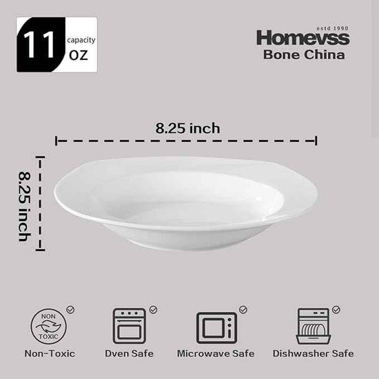 HomeVss, New Bone China Dinnerware Set, Coupe Square Shape, 40pc Set
