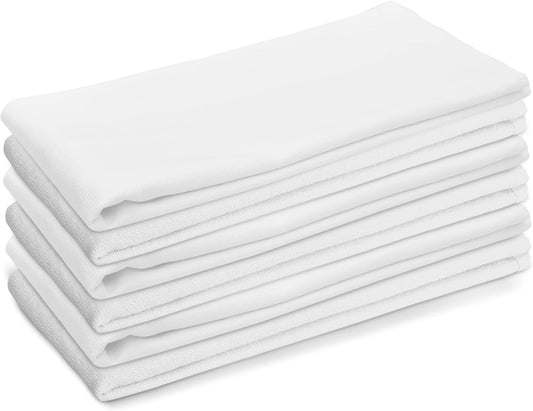 DG Collections Terry Dish Towels, 100% Cotton Kitchen Towels, Set of 6 (18x28 inch) Hand Towels - 400 GSM, Absorbent Terry Cloth Dish Towels for Kitchen, Soft Tea Towels - White Color - Nestoria