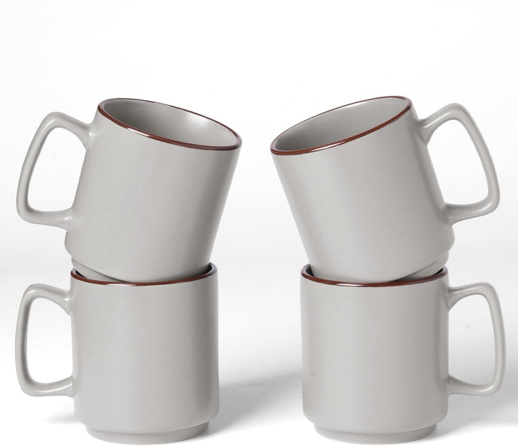famiware Coffee Mugs Set of 4, Nebula 14oz Coffee Mugs, Ceramic Cup Set with Handle for Latte, Tea, Milk, Cappuccino, Cocoa, Light Gray