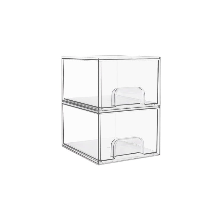 2 Pack Small Clear Stackable Storage Drawers for Desk (2 Count)