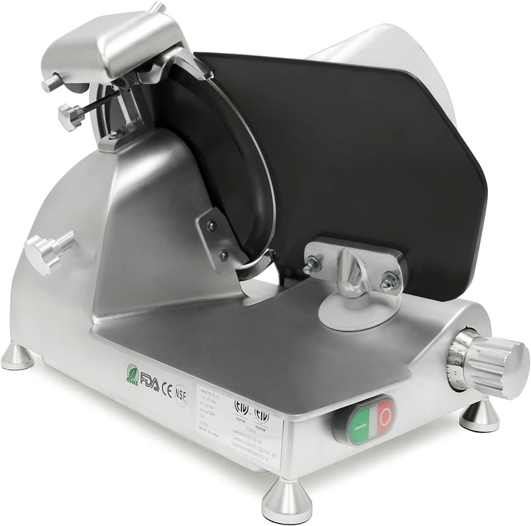 KWS MS-10ET All Metal 320W Electric Meat Slicer 10-Inch with Non-sticky Teflon Blade & Extended Back Space, Frozen Meat/Cheese/Food Slicer Low Noise Commercial and Home Use [ ETL, NSF Certified ]