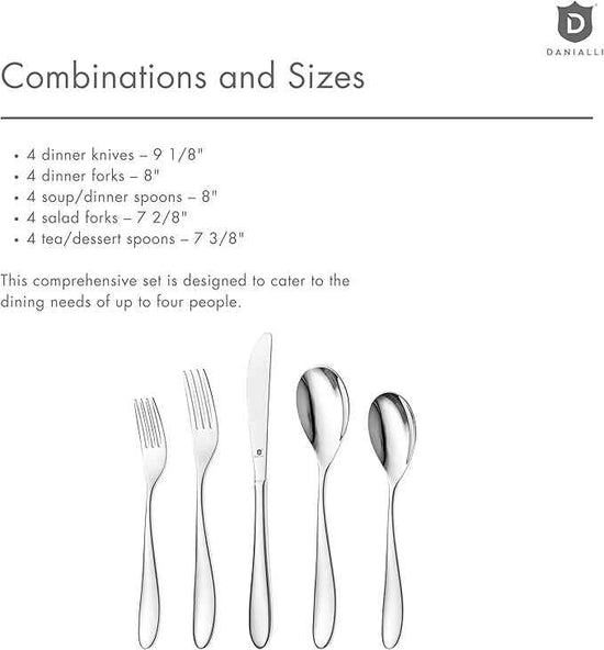 Silverware Set for 4 | 18/10 Stainless Steel Flatware Set | Mirror Finish, Heavy-Duty, Dishwasher Safe, Elegant & Durable, Built to Last (20-Piece, Marettimo)