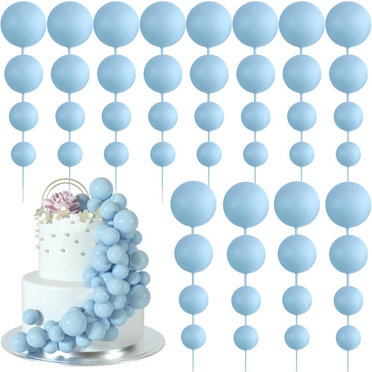48 Pcs Balls Cake Topper Decorations Balloon Cupcake Toppers Foam Cake Topper Balls Cake Balls Decorations for Birthday Party Wedding Anniversary Cake Decorating (48 Count)