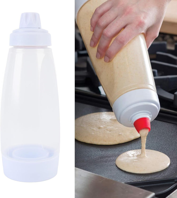 Pssopp Batter Dispenser and Mixer, Shaker Bottle Batter Mixer Pancake Batter Dispenser Mixer Pancake Bottle for Cupcakes Crepes Pancake Mix Muffins