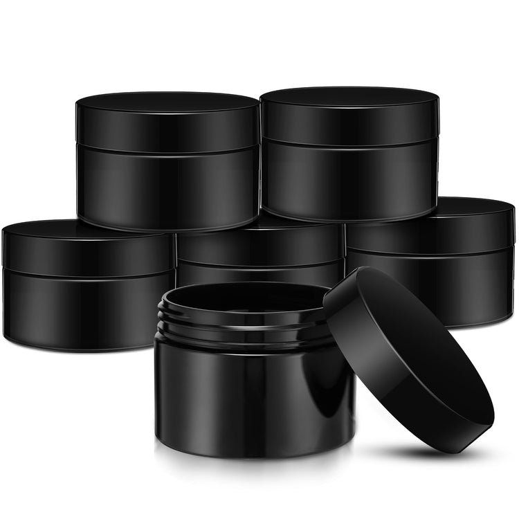 6 Pack 2 oz Plastic Jars Containers with Lids Wide (6 Count)