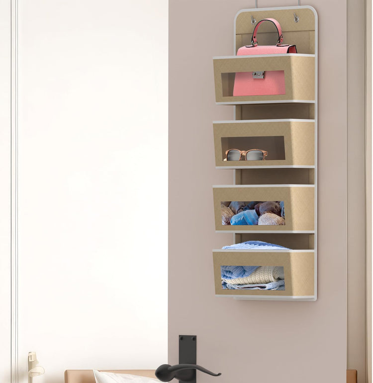 4 Clear Window Pocket Over Door Hanging Organizer