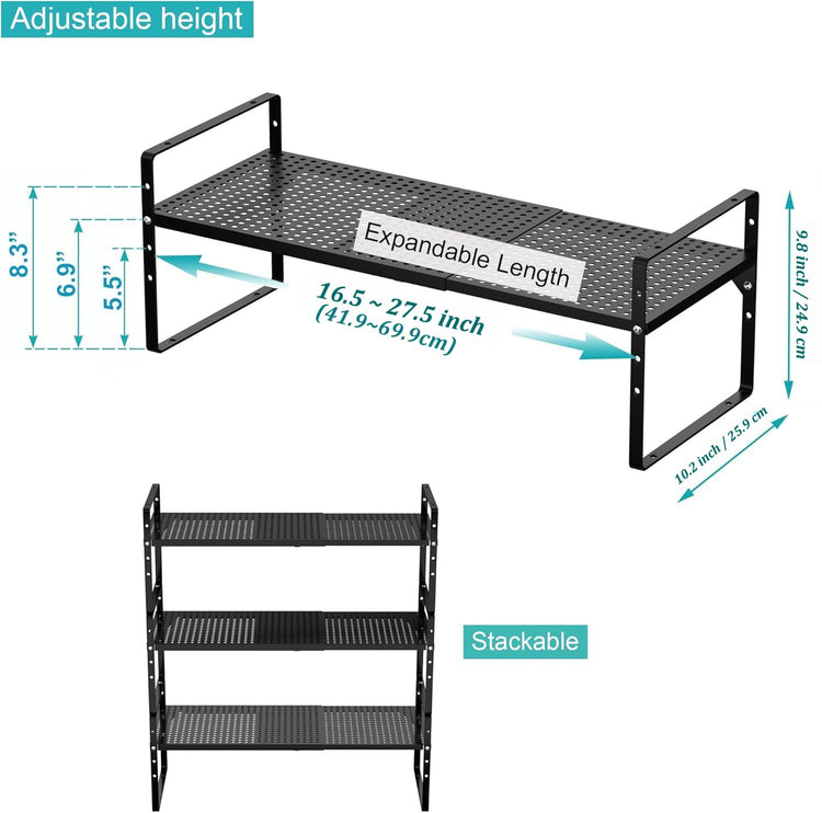 Large Expandable Cabinet Storage Shelf Organizer Rack