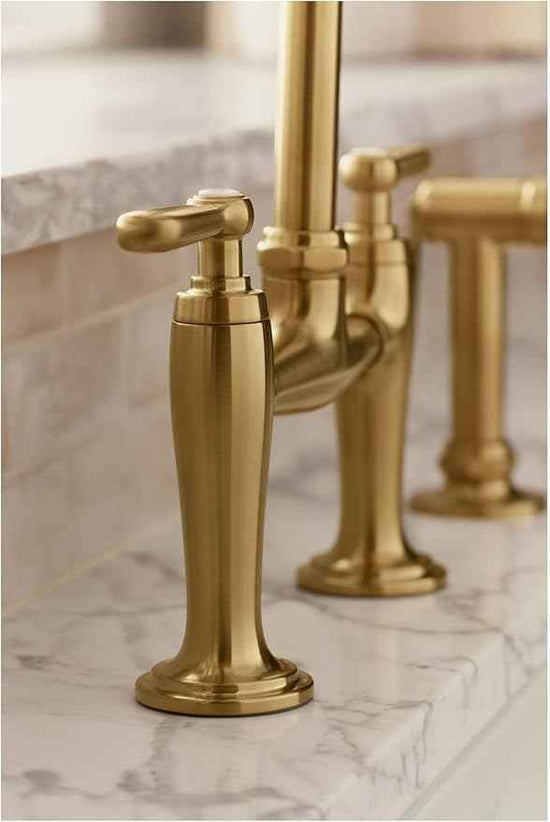 Kohler K28356-2MB Edalyn by Studio McGee 1.5 GPM Widespread Bridge Kitchen Faucet - Includes Side Spray Vibrant Brushed Moderne Brass