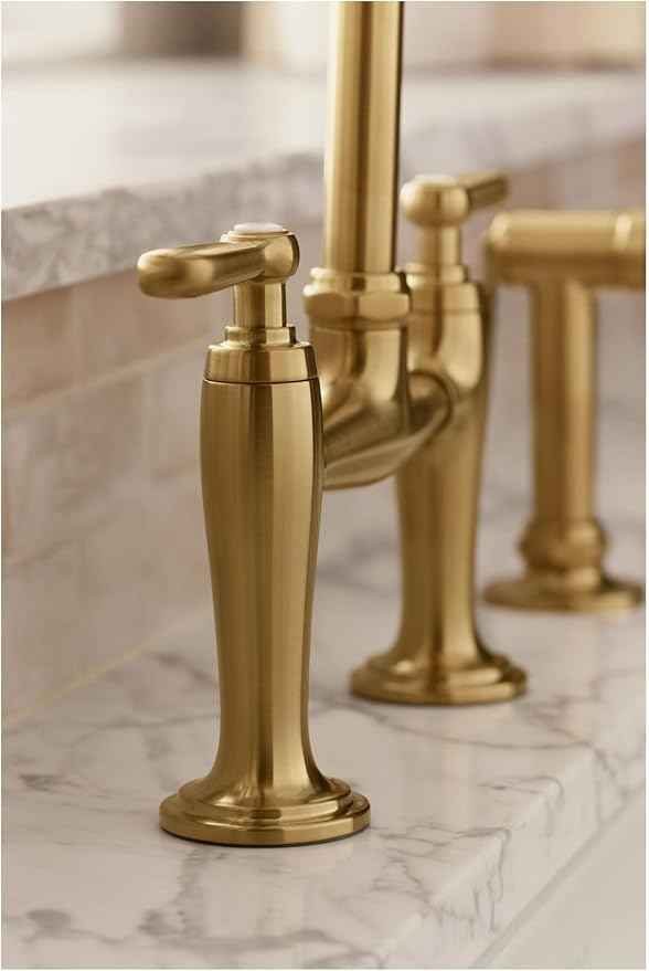 Kohler K28356-2MB Edalyn by Studio McGee 1.5 GPM Widespread Bridge Kitchen Faucet - Includes Side Spray Vibrant Brushed Moderne Brass