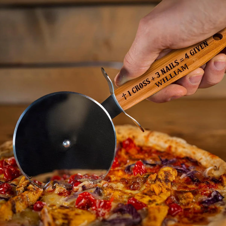 Pizza Cutter Wheel with Sharp Blade - Christian Gifts for Men, Women, Religious Gift for Husband, Birthday & Christmas Present (1 Cross 3 Nails 4 Given)